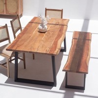 Table à manger Vandana Zentrix Zenova en bois d'acacia foncé avec un design contemporain fait main