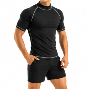 Black <b>Compression</b> <b>Men's</b> Sleeve <b>Compression</b> T <b>Shirt</b> Breathable Quick Dry Slim Fit Sports Top Workout Training Tee - Product Image 2
