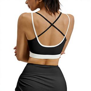 Wholesale Famous Brand Solid Breathable <b>Yoga</b> <b>Pilates</b> Stretch Seamless Ribbed Mid Front Eco-Friendly Spandex Crew Neck Shorts - Product Image 3