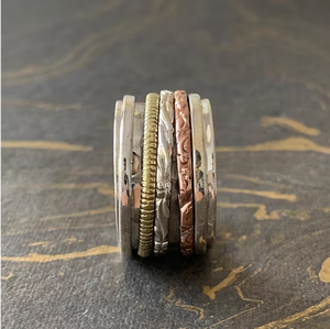 Bague tournante unisexe en argent 925 à large bande multicouche, 11,3 grammes, ajustement fluide et confortable pour un usage quotidien, bijoux en gros - Product Image 4
