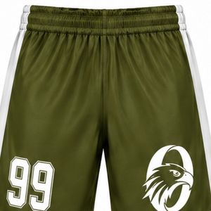 Shorts de hockey sur glace sublimés vert olive pour hommes, en polyester rayé, pour l'entraînement et les matchs d'équipe - Product Image 3