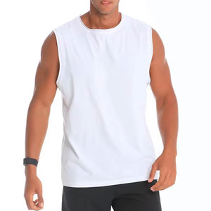 Débardeur sans manches blanc pour homme Econex Sports, col rond, tricoté, 100 % polyester, respirant, couleur unie, style sportif décontracté - Product Image 1