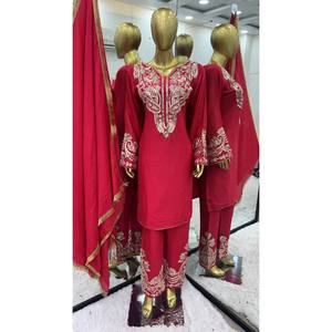 Designer <b>Wedding</b> Apparel <b>Top</b>-Bottom and Dupatta Set with Elegant Embroidery Sequence Work - Product Image 2