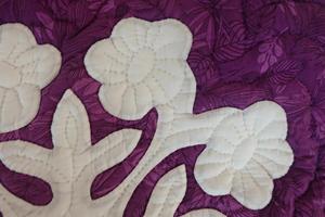 Royal Purple Hawaiian Sampler <b>Quilt</b> With Hand Applique Block Designs Custom Cotton Heirloom <b>Bedspread</b> For Queen King California - Product Image 6