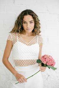 GRACE COLLECTION T-shirt en polaire polyester/coton pour femme, col rond, manches courtes, coupe décontractée, séchage rapide, coupe courte, toutes saisons - Product Image 4
