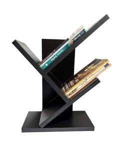 Black Wooden <b>Book</b> Display Rack <b>Standing</b> Bookshelf Decorative Storage <b>Holder</b> for Living Room Bedroom School - Product Image 1