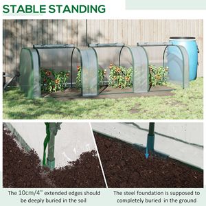 Serra Portatile a Tunnel 9,7 L x 3 L x 2,5 H con 3 Porte con Cerniera, Copertura in PVC Anti-UV/Anti-acqua per Agricoltura - Product Image 4