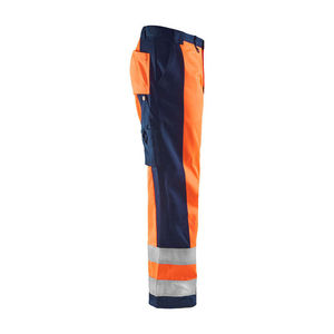 RICSA INTERNATIONAL Men's High Visibility Orange Polyester CE Certified <b>Work</b> <b>Pants</b> Reflective Stripes <b>Cargo</b> Pockets Industrial - Product Image 3