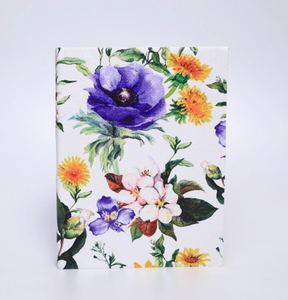 Handmade White Floral Printed Journal Purple Yellow Watercolor Flower Hardcover Notebook with Ribbon <b>Bookmark</b> Personalized Diary - Product Image 4