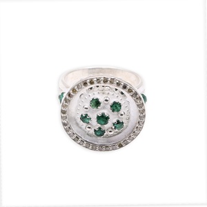 Women's <b>Ring</b> Natural <b>Emerald</b> Gemstone & Real Diamond May Month Birthstone 925 Solid Sterling <b>Silver</b> Birthday Jewelry Wholesale - Product Image 1