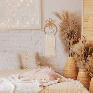 Porte-serviettes décoratif mural en rotin fleuri, très vendu, pour serviettes de bain - Product Image 6