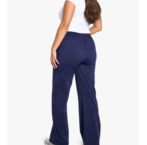 Jogging personnalisé avec logo brodé en chenille, confortable, streetwear décontracté, double taille, bande latérale, coton et polyester, pantalon pour femme - Product Image 4