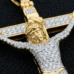 Diamond Crucifix <b>Cross</b> <b>Pendant</b> 18K Gold Filled Round Brilliant Cut Religious Christian Unisex Jewelry - Product Image 4