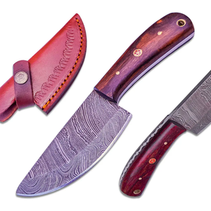 Cuchillo de Caza/Desollador Personalizable OEM de Acero Inoxidable con Mango de Madera Pakka y Funda de Cuero, Hecho a Mano, Marca ZA DAMASCUS MAKERS - Product Image 1