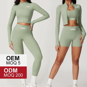 Custom LOGO 2 Pcs Yoga Sets for Women Workout Clothing Gym Fitness Sets Sports Clothes Women's Athletics Fitness Yoga Wear Suit - Product Image 4