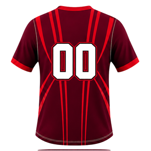 Camiseta de Rugby Roja, Marrón y Blanca, Manga Corta, Cuello en V, Uniforme de Equipo, Transpirable, Ligera, Personalizable, Ropa Deportiva de Entrenamiento - Product Image 2