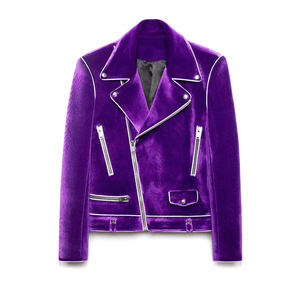 Veste en velours slim fit pour homme, col montant, logo sur le devant, idéale pour les occasions formelles, les mariages et les soirées. - Product Image 5