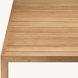 Mesa rectangular de madera de teca con veta fuerte para uso en exteriores, ideal para jardines. - Product Image 4