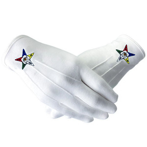 Gants en coton blancs avec broderie d'étoiles colorées, longueur poignet, respirants, usage quotidien, style décontracté printemps-automne - Product Image 1