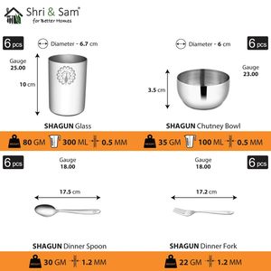 Service de table Shagun en acier inoxydable 50 pièces (6 personnes) ensembles de vaisselle élégants au design de paon au laser - Product Image 6