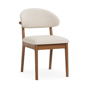 Chaise de salle à manger de style moderne du milieu du siècle avec dossier incurvé et pieds en bois massif - Product Image 2