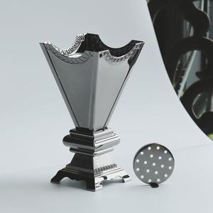 Wholesale Traditional Square Pyramid Metal <b>Bakhoor</b> Burner Gunmetal Silver Engraved Detail <b>Oud</b> Incense Holder Bulk Arabian Mabkha - Product Image 4