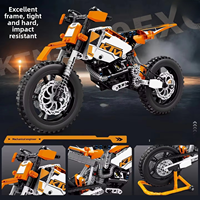 Modelo de Vehículo de Carreras de Motos para Armar, Juguete DIY de Bloques de Construcción de Plástico con Partículas Pequeñas, Regalo para Niños