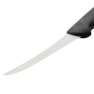 Couteaux à désosser noirs avec lame argentée fine et pointue et repose-doigts ergonomique pour la préparation et la découpe de la viande par les boucherons - Product Image 4