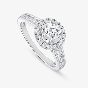 Bague de fiançailles en or blanc 14 carats avec halo pavé de diamants de laboratoire ronds de 1,20 carat - Product Image 3