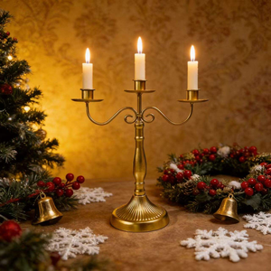 Candelabro de Hierro Vintage con Brazos Curvos Mate, Base Acanalada, para 3/5 Velas Cónicas, Ideal para Mesa de Comedor, Decoración del Hogar y Fiestas - Product Image 3