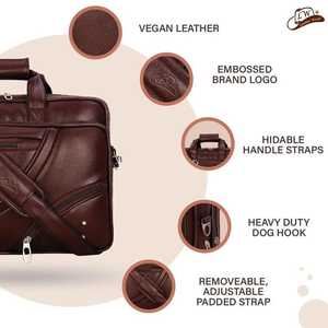 Maletín de Negocios Personalizado OEM al por Mayor para Hombre, de Cuero Genuino Suave, Estilo Vintage con Grano Granulado, Forro Ligero de Poliéster, para Viaje - Product Image 3