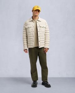<b>Men's</b> Cream Puffer <b>Jacket</b> With Turn-down Collar And Button Closure Windproof Casual Winter Wear Solid Color Regular Fit OEM - Product Image 3