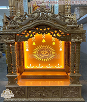 Compre un Mandir Pooja Exclusivo Hecho a Mano con Puertas, Templo de Madera de Teca con Tallados Intrincados y Cajones, Unidad Pooja de Gran Tamaño, Fabricante del Reino Unido