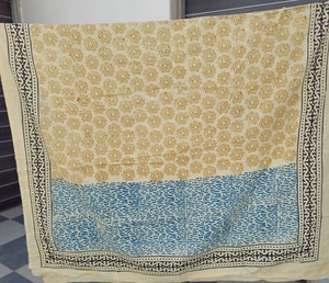 Yellow Hand Block Print Zig Zag Lightweight Soft Long <b>Sarong</b> Wrap Women Boho Beach Pareo Cotton Swimsuit Cover Indian Printed - Product Image 5