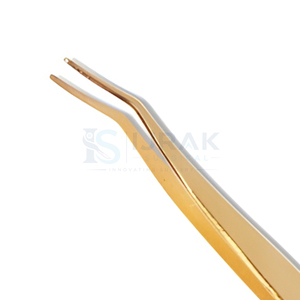 Pince à cils Ijrak en acier inoxydable plaqué or chirurgical, 10 mm, pointe lisse, outil de précision pour extension de cils - Product Image 3