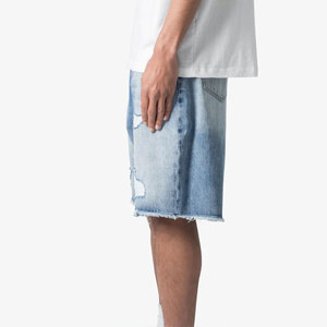 Shorts cargo bleu clair pour homme, taille mi-haute, élastique, respirant, style bermuda, plusieurs poches, couleur unie, tissu en coton - Product Image 5