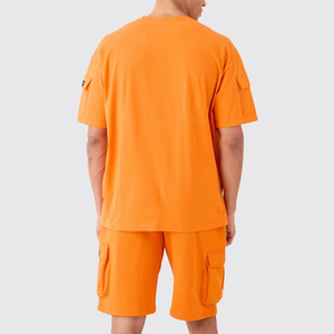 Conjunto Deportivo de Verano para Hombre, Estilo Cargo, Camiseta y Pantalones Cortos, Dos Piezas con Bolsillos - Product Image 5