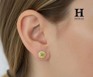 Pendientes de Oro de 14K con Halo de Piedras Preciosas Verdes, Fabricante de Joyería Fina de Lujo - Product Image 4