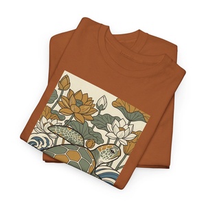Camiseta Oversize de Seda Estampada con Diseño Japonés de Tortuga Koi, 220 Gramos, Color Sólido - Product Image 2