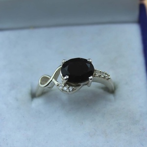 Black Onyx <b>Ring</b> With Cubic Zirconia Sterling Silver <b>Statement</b> Jewelry Elegant Gift For Her - Product Image 4