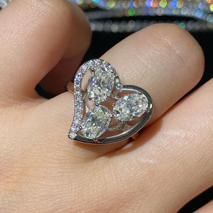 แหวนเพชรทรงรี 3 กะรัต Iced Jewelz ขายดี ชุบทองคำขาว 14K สำหรับเธอ พร้อมใบรับรอง IGI - Product Image 6