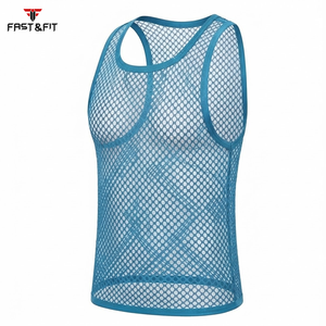 Factory Price Breathable Men Sports Mesh Sleeveless Mesh <b>Singlets</b> for Men Transparent Vest for Sale - Product Image 2