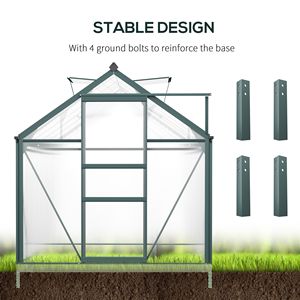 Serre de jardin en aluminium pour l'extérieur 6 x 10 avec toit en polycarbonate et gouttières de ventilation pour jardins et espaces extérieurs - Product Image 6