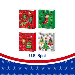 Confezione da 12 sacchetti regalo di natale rossi con manici di dimensioni assortite con cartoni animati di alberi per decorazioni di compleanno e feste 12 pz - Product Image 6