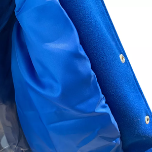Custom Blue Varsity <b>Jacket</b> Men's Casual Embroidered Front Logo Polyester Cotton Baseball <b>Jacket</b> Regular Fit Turn-down Collar - Product Image 4