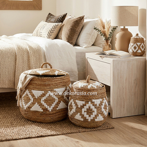 Set of 3 Stylish Eco-Friendly Banana Bark Laundry Baskets Natural Color for Home or Hotel Storage - Product Image 5
