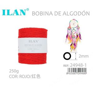Cordón de Algodón Ilan, 2mm, Rojo, 250g, para Hacer Atrapasueños - Product Image 3