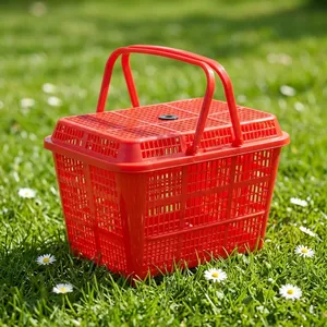 Durable Multi-Purpose Premium <b>Plastic</b> Shopping <b>Basket</b> Rectangle Shape NDURO SS4901 Colorful Supermarket Home Retail Storage - Product Image 1