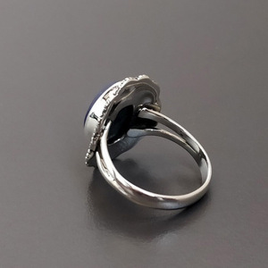 Bague en argent sterling 925 avec lapis-lazuli, bijou artisanal en pierre précieuse bleue - Product Image 2