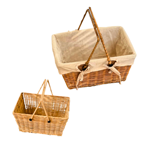 Cesta de Almacenamiento de Mimbre Ecológica con Forro de Algodón, Soporte Metálico, Multifuncional, Forro de Algodón Suave Extraíble, Vietnam - Product Image 1